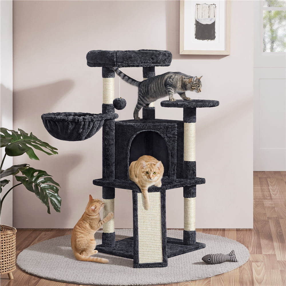 Yaheetech 42inch Cat Tree with Condo Basket Perch Platform, Black