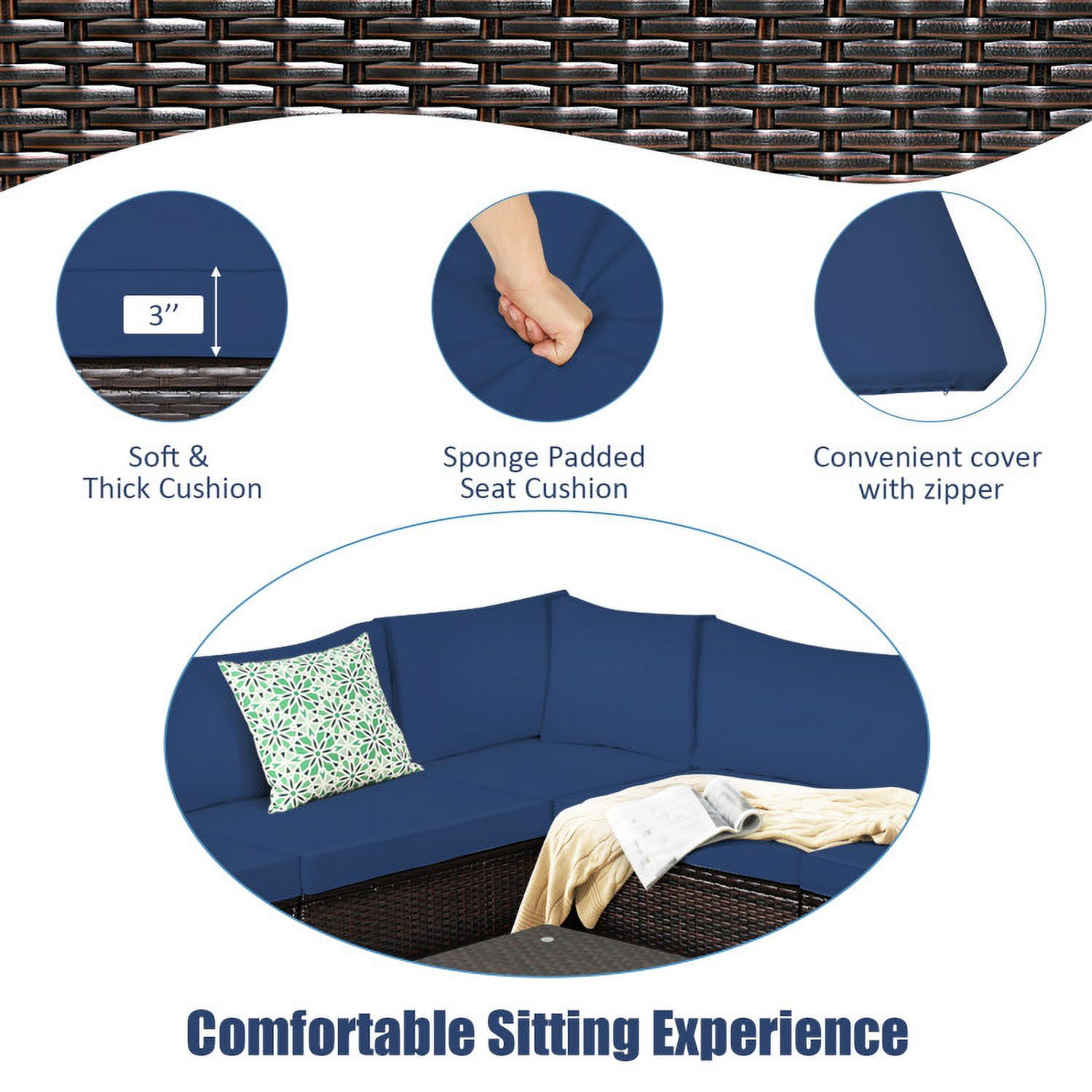 Aimee Lii 6 Pieces Patio Furniture Sofa Set with Cushions for Outdoor, Outdoor Patio Set, Navy Aimee Lii 6 Pieces Patio Furniture Sofa Set with Cushions for Outdoor, Outdoor Patio Set, Navy