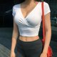 thumbnail image 2 of Camiseta negra Sexy con cuello en V para mujer, Top corto de manga corta Y2k, ropa de calle, Tops de corsé de moda coreana, 2023, 2 of 5