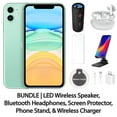thumbnail image 1 of Restored Apple iPhone 11 64GB Green Fully Unlocked Bundle: LED Wireless Speaker, Bluetooth Headphones, Screen Protector, Wireless Charger, & Phone Stand (Refurbished), 1 of 5