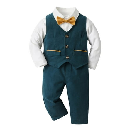 

Ketyyh-chn99 Toddler Boy Gentleman Outfits Toddler Boy s Vest Coat Gentleman Outfits Suit 3 Piece Clothes Sets Blue 18-24 Months