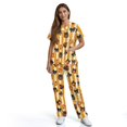thumbnail image 3 of Yspwyqan Pumpkin Bow Scrubs for Women Set, 2 Piece V-Neck Short Sleeve Scrub Top & Straight Leg Pants, Stretchy Breathable Uniforms for Medical Nurse Work, Size S, 3 of 7