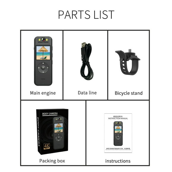 Cuerpo 4K WiFi Cámara de Cuerpo Con Audio y Grabación de Video Cam Body Cam Mini Camina de Cámaina Clip-on Con Lente de Relleno LED de Lente Giratorio de 180 Altavoc