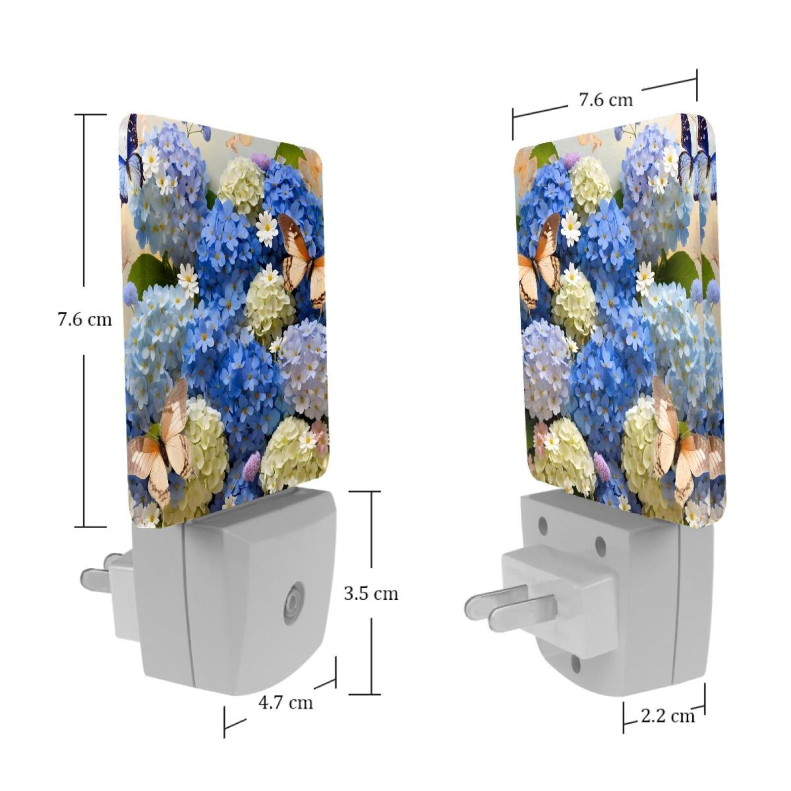 PhooArto Daisies Floral Butterflies Print Plug in LED Night Light Auto Sensor Dusk to Dawn Decorative Night for Bedroom, Bathroom, Kitchen, Hallway, Stairs, Baby's Room, Energy Saving