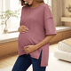 thumbnail image 4 of Camiseta Holgada de Algodón de Color Liso con Cuello Redondo y Aberturas Laterales, Color Rosa, Talla M, 4 of 6