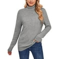 thumbnail image 4 of COMOSOFFER Gray Turtleneck Lightweight Sweaters for Women Soft Sweaters Womens Turtleneck Long Sleeve Pullover Knit Sweater Tops, 4 of 7