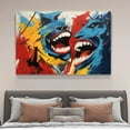thumbnail image 4 of Abstract Artwork Features Two Vibrantly Colored Exaggerated Open Mouth With Sharp Teeth Poster Decorative Painting Canvas Wall Art Living Room Posters Bedroom Painting,Frame-style,24x36inch(60x90cm), 4 of 8