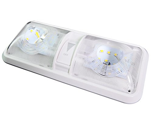 Leisure LED RV LED Ceiling Double Dome Light Fixture with ON/Off Switch Interior Lighting for Car/RV/Trailer/Camper/Boat DC 12V Natural White 4000-4500K 48X2835SMD Cool White 6000-6500K, 1 