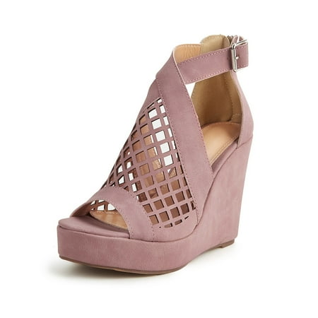 

kpoplk Women s Sandals Women s Strappy Wedges Open Toe Ankle Strap Sandals Comfort Dress Shoes(Pink)