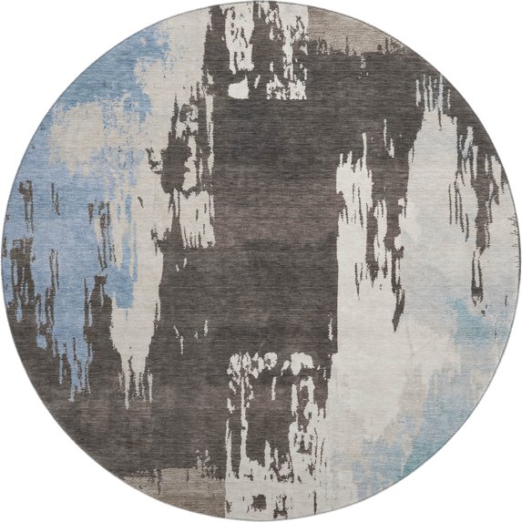 Addison Rugs Mayfield Premium Machine Washable Contemporary Abstract Brown Round Rug, 8' x 8'