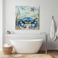 thumbnail image 4 of Blue Crab Canvas Wall Art, Ocean Coral Starfish Fish Retro Framed Wall Decor Modern Artwork Prints Painting for Living Room, Bedroom, Kitchen & Cafe Decor 28x28 Inch, 4 of 9