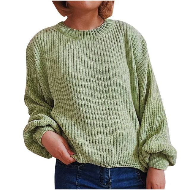 Timegard Womens Long Sleeve Shirts Fall Winter Casual Comfy Crewneck Puff Long Sleeve Solid Color Tops