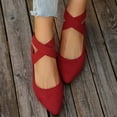 thumbnail image 3 of Women's Comfortable Fashion Ballet Flats Shoes with Elastic Ankle Straps Lightweight Knit Slip On Loafers Red Size 7.5, 3 of 5