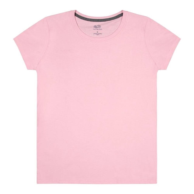 Playera Fruit Of The Loom para Mujer, Cuello Redondo Manga Corta Rosa Talla EG