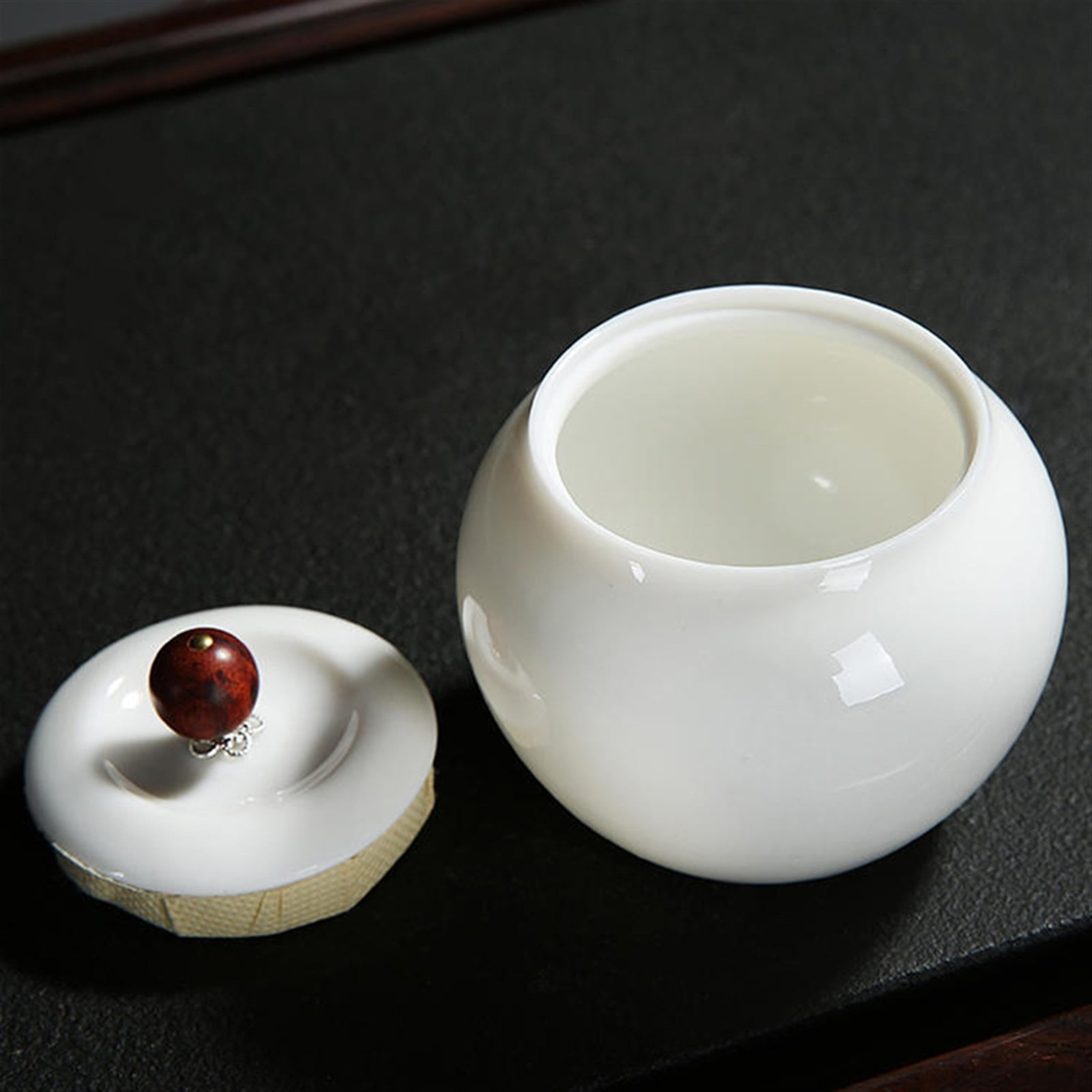 Pet Urn Suet Jade White Porcelain Ceramic Cremation Jar Mini Trumpet Sealed Jar Storage Jar Souvenir Jade Like Porcelain