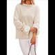 thumbnail image 1 of Suéteres de Cuello Redondo para Mujer, Conjuntos de Otoño, Suéteres de Punto con Cuello Redondo y Abertura Lateral, Tops de Moda. Albaricoque S, 1 of 10