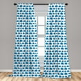 thumbnail image 5 of Ambesonne Animal Curtains, Blue Animal Theme, Pair of 28"x84", Blue White, 5 of 5