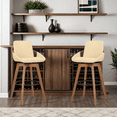 thumbnail image 3 of Baylor 30" Cream Faux Leather and Walnut Wood Swivel Bar Stool, 3 of 7