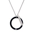 thumbnail image 1 of Delight Jewelry Acrylic 1 1/2" Ring with 4mm Crystal Black Silvertone Balance Bar Charm Necklace, 23", 1 of 4