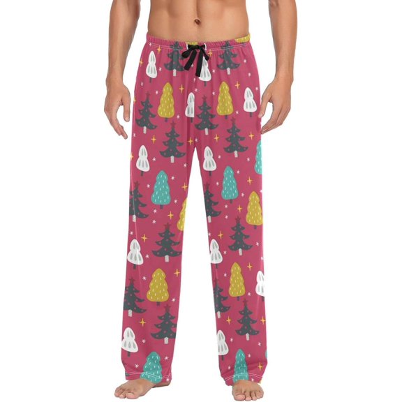GZHJMY Christmas Tree Pajama Pants for Men, Lounge Pants Lightweight Men Pajama Bottoms with Drawstring Pockets, Christmas New Year Birthday Gifts, Medium