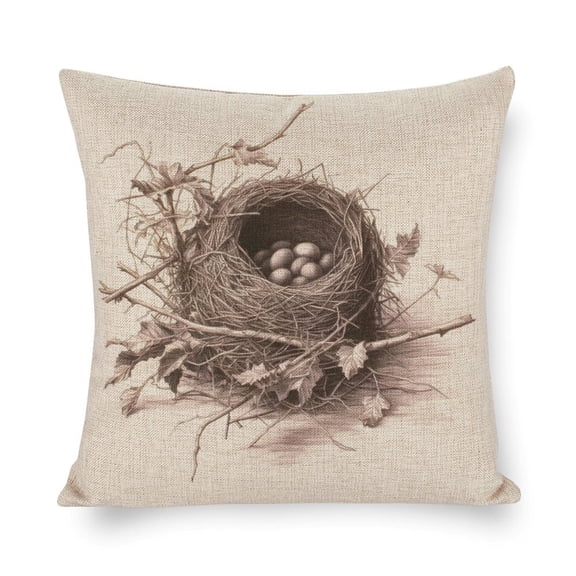 Pillow Protector Rustic Chic French Country Botanical Bird Nest Decorations Pillow Covers Vintage Finch Bird Nest Couch Pillow Covers 16"x16" for Farmhouse Decor Room Bedroom Sofa Chair Car