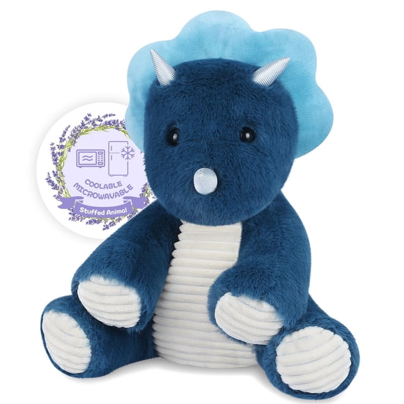 SuzziPals Microwavable Triceratops Dinosaur Stuffed Animals, Heated Stuffed Animal Heating Pads for Cramps & Pain, Navy Blue Dinosaur Plush for Anxiety Stress Relief, Dinasour for Boys, Dinosaur Gifts