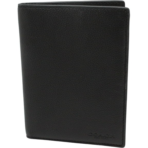 COACH Leather Passport Case Travel Wallet in Black 93604