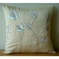 thumbnail image 4 of The HomeCentric Cream Pillows Cover, Floral Pillow Cover, Pack of 2, 12x12 inch (30x30 cm) Cushion Cover, Art Silk Square Pillows Cover, Sequins and Beaded Lily Flower Easter - Lily Of The Valley, 4 of 6