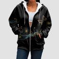 thumbnail image 6 of COMVALUE Womens Zip Up Hoodies Boho Floral Long Sleeve Sweatshirts Casual Graphic Y2K Hoodie Fall Hooded Jacket with Pockets (Black, XXL), 6 of 7