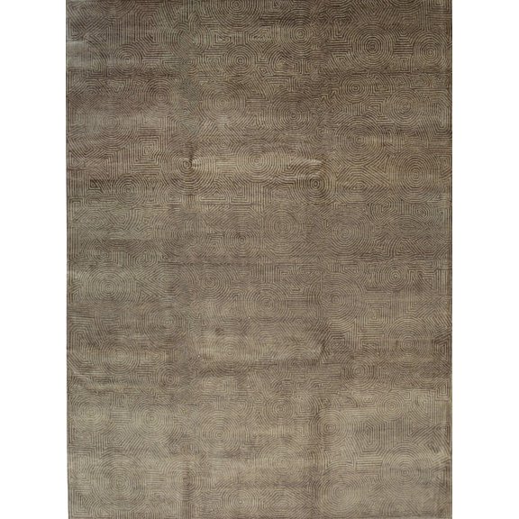 EORC Gold Handmade Wool Transitional Ningxia? Rug, 8'9 x 11'10-Color:Gold,Material:Wool