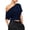 Dark Blue, variant on Women's Off Shoulder Crop Top Ruched Short Sleeve Asymmetrical T Shirt Casual Going Out Slim Fit Blouse