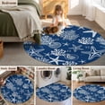 thumbnail image 5 of Round Rugs 7Ft, Navy Blue Coastal Round Area Rug Washable Indoor Throw Carpet, Nautical Beach Starfish Coral Summer Large Non Slip Circle Rug for Dining Room Playroom Home Decor Aesthetic, 5 of 8