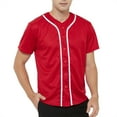 thumbnail image 3 of TOPTIE 2 Pack Men's Baseball Jersey Button Down Jersey Short Sleeve Shirt-Red Red-L, 3 of 6