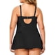 thumbnail image 2 of Trajes de baño de una Pieza para Mujer con Cuello en V y Control de Abdomen Traje de baño de Talla Grande Negro XL Negro XL Xishao ropa, 2 of 2