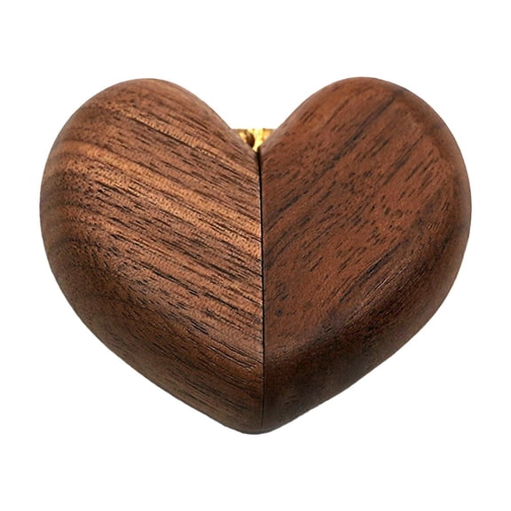 Wooden Ring Box - Heart - Shaped Design With Magnetic Closure, Natural Wood Finish - For Engagement, Wedding, Proposal, Jewelry Storage, Valentine's Day Gift
