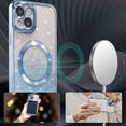 thumbnail image 3 of for iPhone 15 Plus Magnetic Gardient Glitter Case, Plating Bling Cute Case Compatible with MagSafe for Women Girls Full Camera Protector Back Cover for iPhone 15 Plus 6.7 Inch Light Blue, 3 of 14