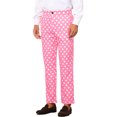 thumbnail image 4 of INSPIRE CHIC Polka Dots Printed Dress Pants for Men's Regular Fit Formal Trousers 30 Pink, 4 of 6
