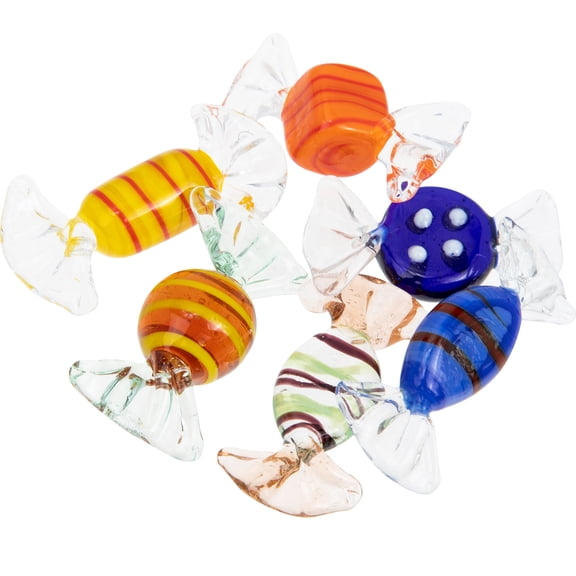 LOLIPPYY Assorted Colors Glass Candy Decorations Mini Handmade Home Display 6 Pieces