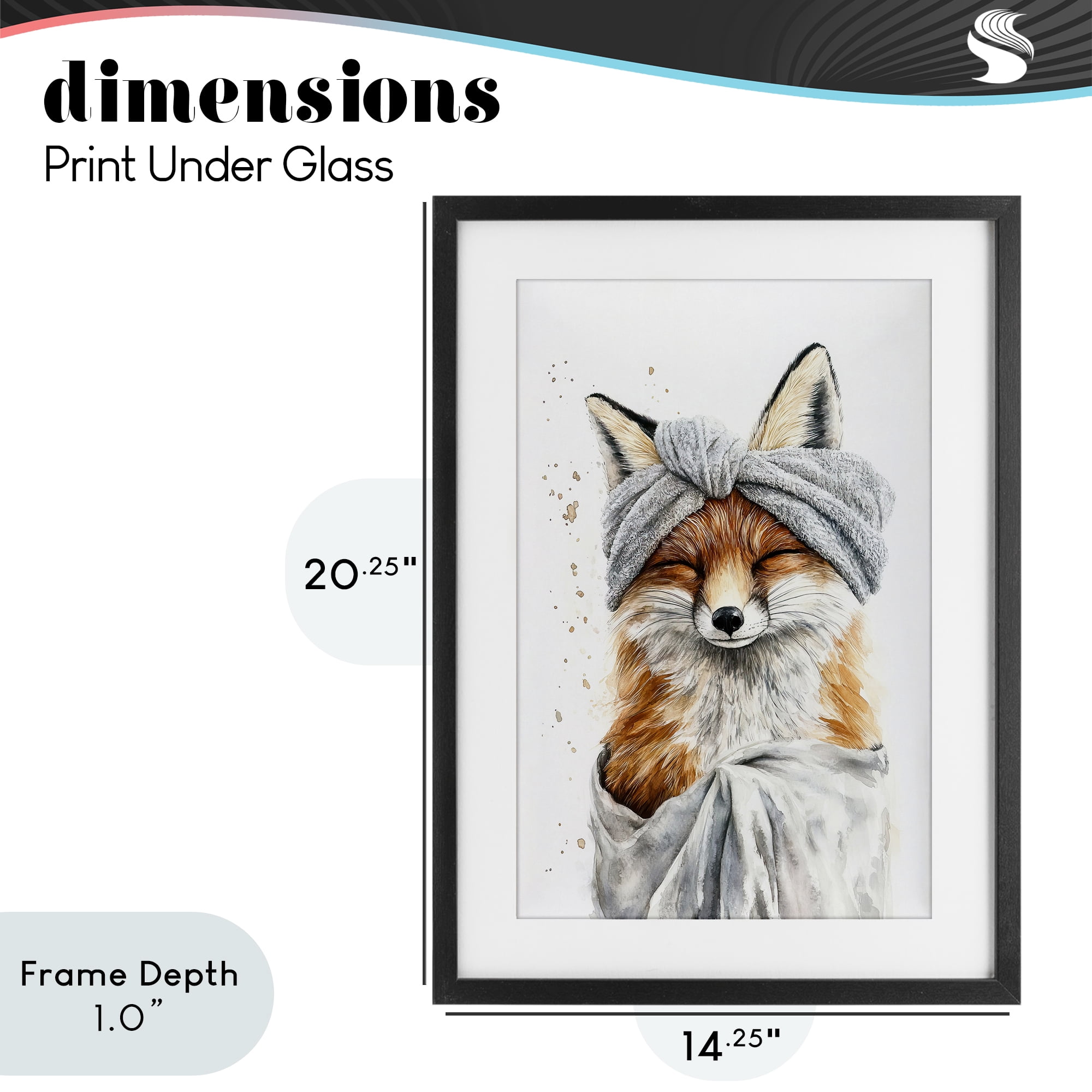 Stupell Industries Bathroom Fox Wrapped in Towel Black Framed Print Under Glass, design by Tina LeCour