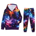 thumbnail image 3 of RUTAYY Boys Outfit Set Galaxy Space Print Hooded Long Sleeve Pullover with Pocket Hoodie Pants 2 Piece Kids Outfit Blue, 3 of 3