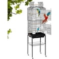 thumbnail image 1 of BestPet Cage 64 Inch Tall Outdoor Bird Bath Stand Storage Shelf Accessories, Black, 1 of 8