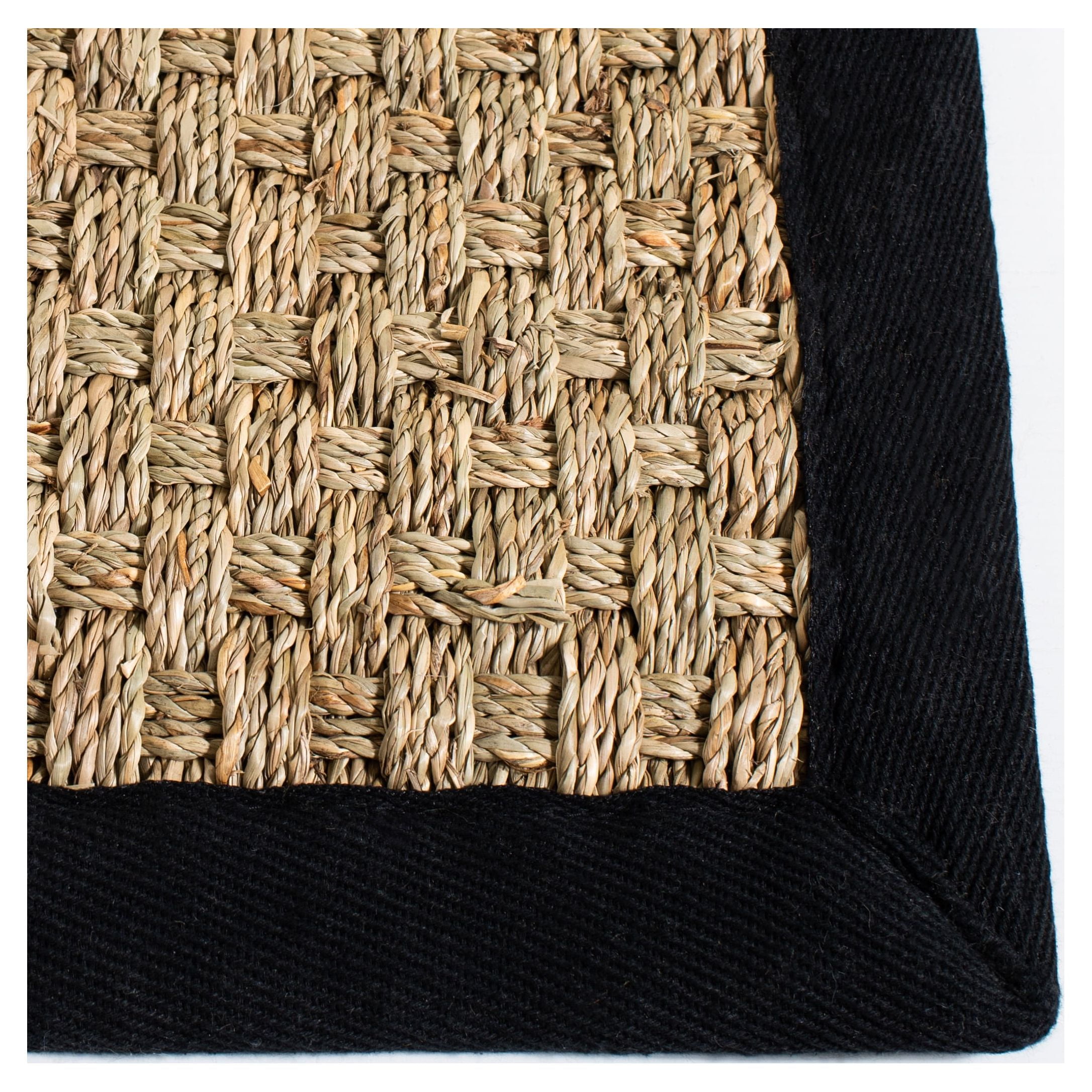 SAFAVIEH Natural Fiber Arbor Bordered Area Rug, Natural/Black, 3' x 3' Square - Coastal Design, Natural & Black, Seagrass, Ideal for Entryway, Kitchen, Living Room, Office