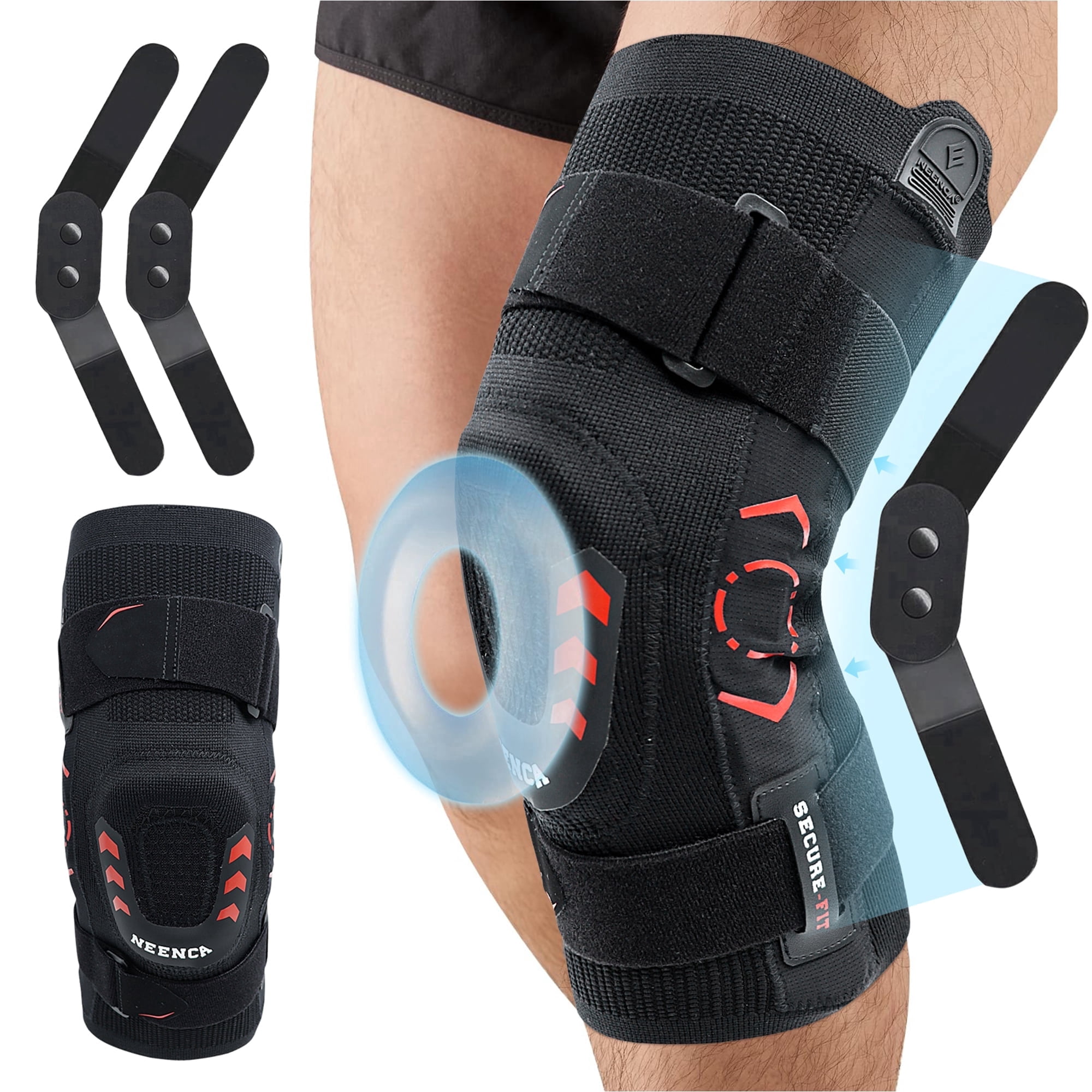 NEENCA Knee Brace with Side Stabilizers,Adjustable,Knee Sleeve for Knee Pain Women & Men, Hinged Knee Brace for Pain Relief, Patella and Ligament Support,L