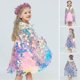 thumbnail image 1 of S 2-3T Capa de sirena para niños, capas de lentejuelas coloridas, capa de princesa, disfraz de fiesta brillante para niño, niña, 1 of 3