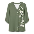 thumbnail image 2 of Warop 3/4 Length Sleeve Womens Tops Casual Floral Graphic V-Neck Basic Tees Pullover, 2 of 7