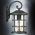 thumbnail image 4 of Urban Ambiance Luxury Craftsman Outdoor Wall Light, Medium Size: 14.25"H x 8"W, with Tudor Style Elements, Wrought Iron Design, Natural Black Finish and Seeded Glass, UQL1042, 4 of 8