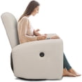 thumbnail image 6 of hzlagm Electric Power Swivel Rocker Recliner Chair Recliner Glider with USB Ports and Cell Phone Holder for Living Room Bedroom - Creamy White, 6 of 9