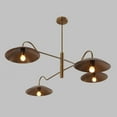 thumbnail image 2 of Mid Century 4 Light Linear Double Shade Chandelier Sputnik Linear Brass Pendant Light, 2 of 4