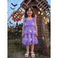 thumbnail image 4 of BemeyourBBs Toddler Baby Girl Halloween Dress Outfit Flying Sleeve 3D Pumpkin Ghost Decor Shinny Star Tutu Tulle Dress Little Girls Summer Fall Cake Smash Party Dress, 4 of 9