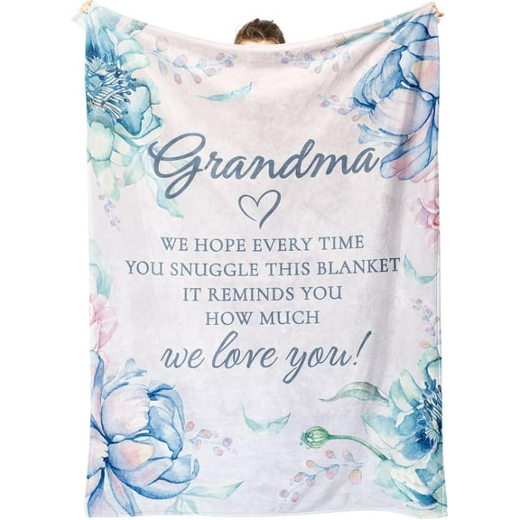 Grandma Gifts Blanket for Christmas, Grandma Birthday Gifts, Gifts for Grandma from Grandkids, Grandmother Gifts, We Love You Cozy Throw Blankets